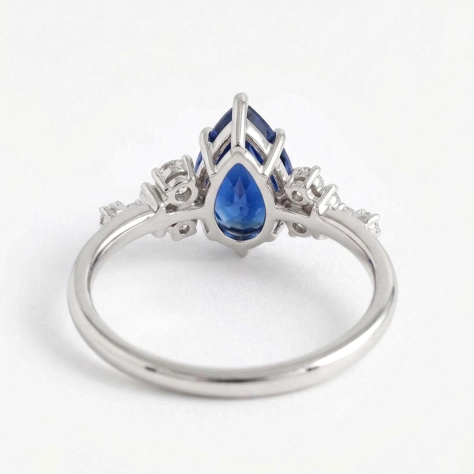 2 Ct Pear Blue Diamond, Sapphire Engagement Ring