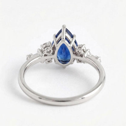 2 Ct Pear Blue Diamond, Sapphire Engagement Ring