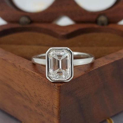 1 Ct Emerald Moissanite, Emerald Solitaire Engagement Ring