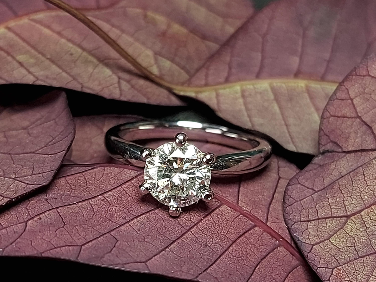 1 Ct Round Natural Diamond Solitaire Engagement Ring Round cut 1Ct Moissanite Brilliant Cut engagement ring in 935 Argentium Silver — custom handcrafted by Forever For Love