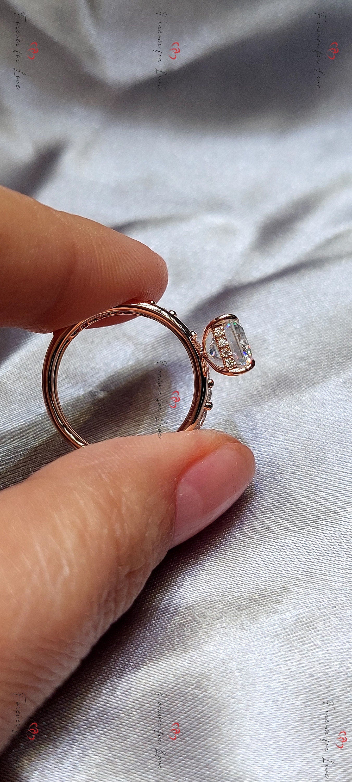3 Ct Radiant Moissanite Eternity Band Radiant cut Moissanite Brilliant Cut engagement ring in 935 Argentium Silver — custom handcrafted by Forever For Love