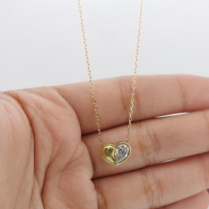 Herzförmige Birnen-Diamantkette, 14k Gelbgold, zierlicher minimalistischer Birnen-Anhänger, Labor-Diamant-Damenkette, besonderes Geschenk für sie.