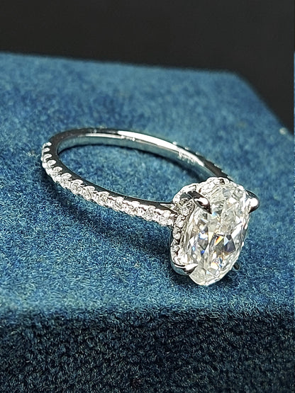 Oval Moissanite Hidden Halo Engagement Ring