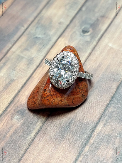 2 Ct Oval Diamond, Moissanite Halo Engagement Ring