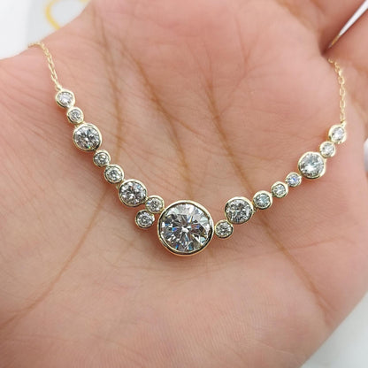 14K Massives Gold Rundhalskette für die Hochzeit, Labordiamant Rundhalskette, Einzigartiges Design, Kabelkettenhalskette, Perfektes Jubiläumsgeschenk.