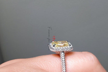 3 Ct IGI Certified Radiant Lab Diamond Halo Engagement Ring