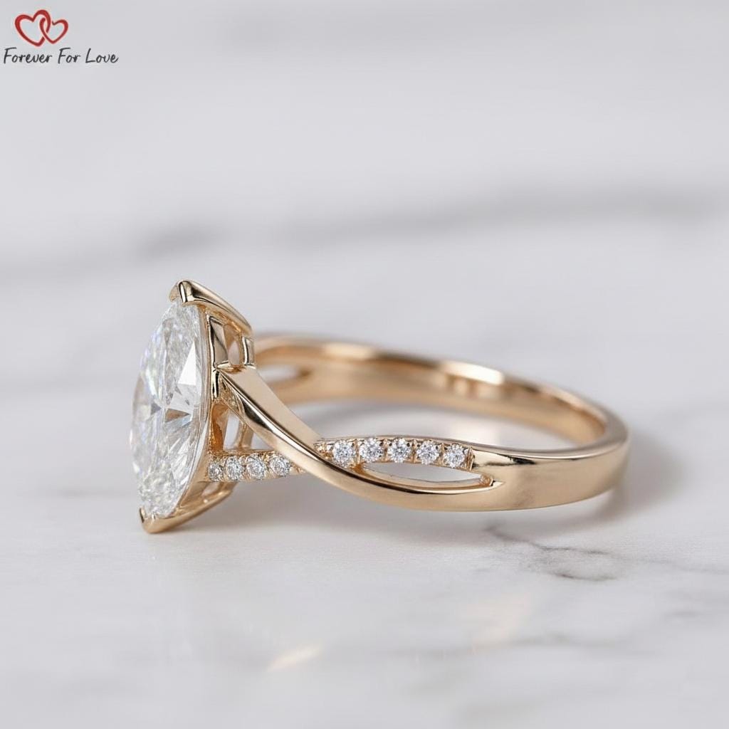 4.1 Ct IGI Certified Marquise Lab Diamond Engagement Ring