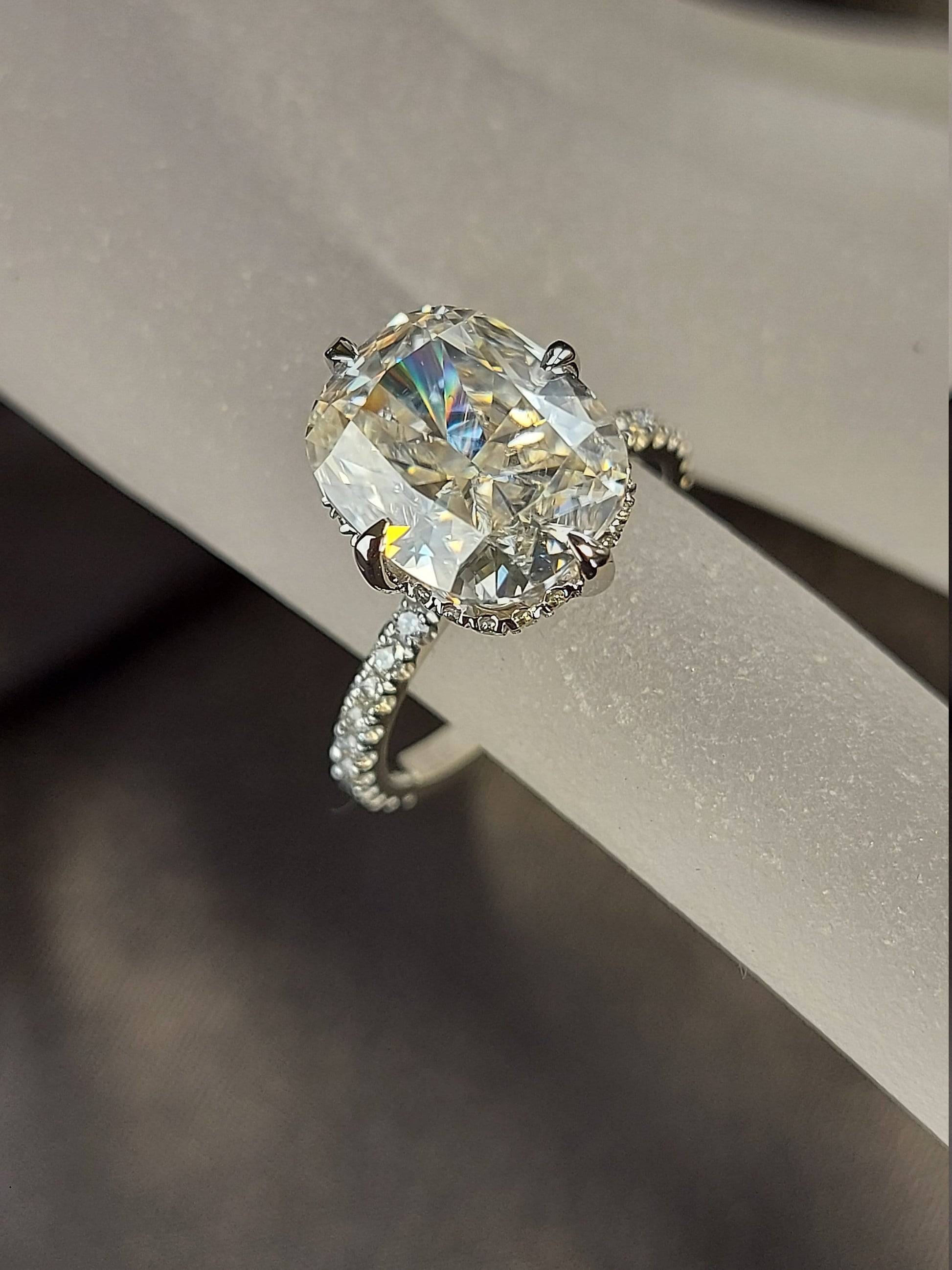 5 Ct Cushion Moissanite Hidden Halo Engagement Ring