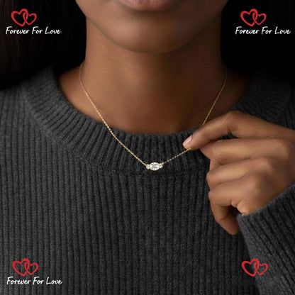 1ct Oval-Diamant-Halskette, 14k Gelbgold, zierliche minimalistische ovale Anhänger, Labor-Diamant Damen-Halskette, besonderes Geschenk für Sie.