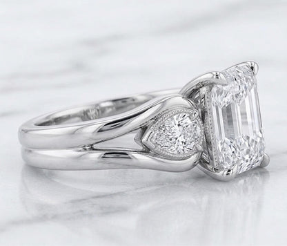 1.9 Ct IGI Certified Emerald Lab Diamond Engagement Ring