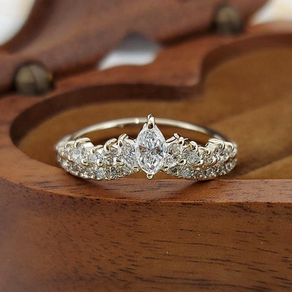 Marquise Lab Diamond Half Eternity Band