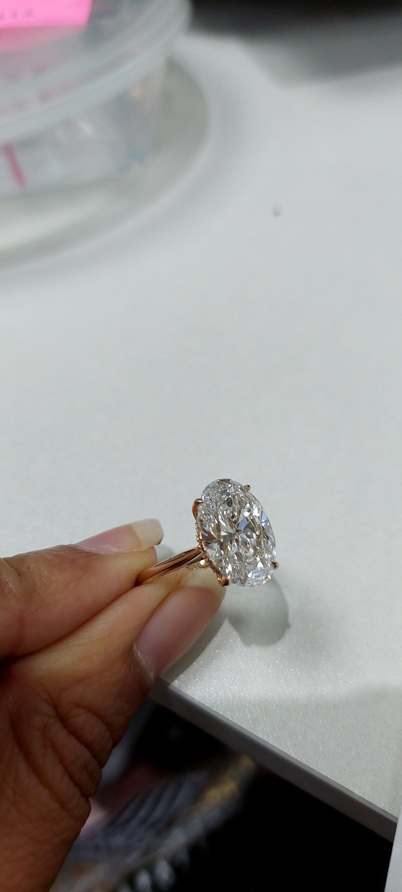 4 Ct Oval Diamond, Moissanite Halo Engagement Ring