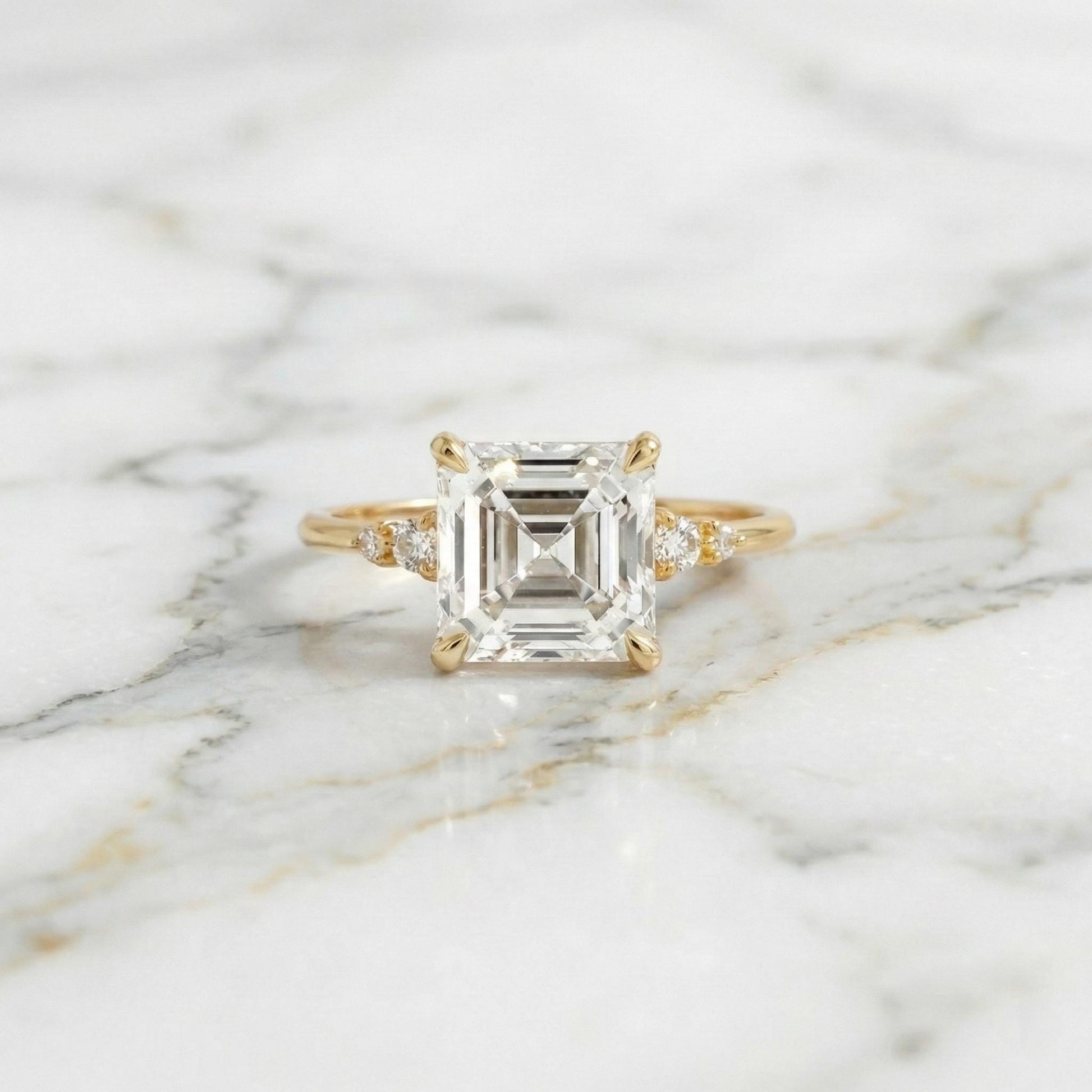 5 Ct IGI Certified Asscher Lab Diamond Engagement Ring