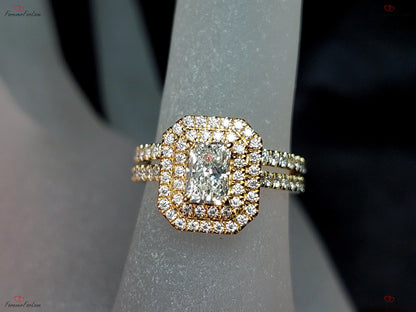 2 Ct Radiant Lab Diamond Halo Engagement Ring