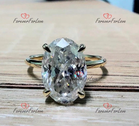 4 Ct Oval Diamond, Moissanite Halo Engagement Ring