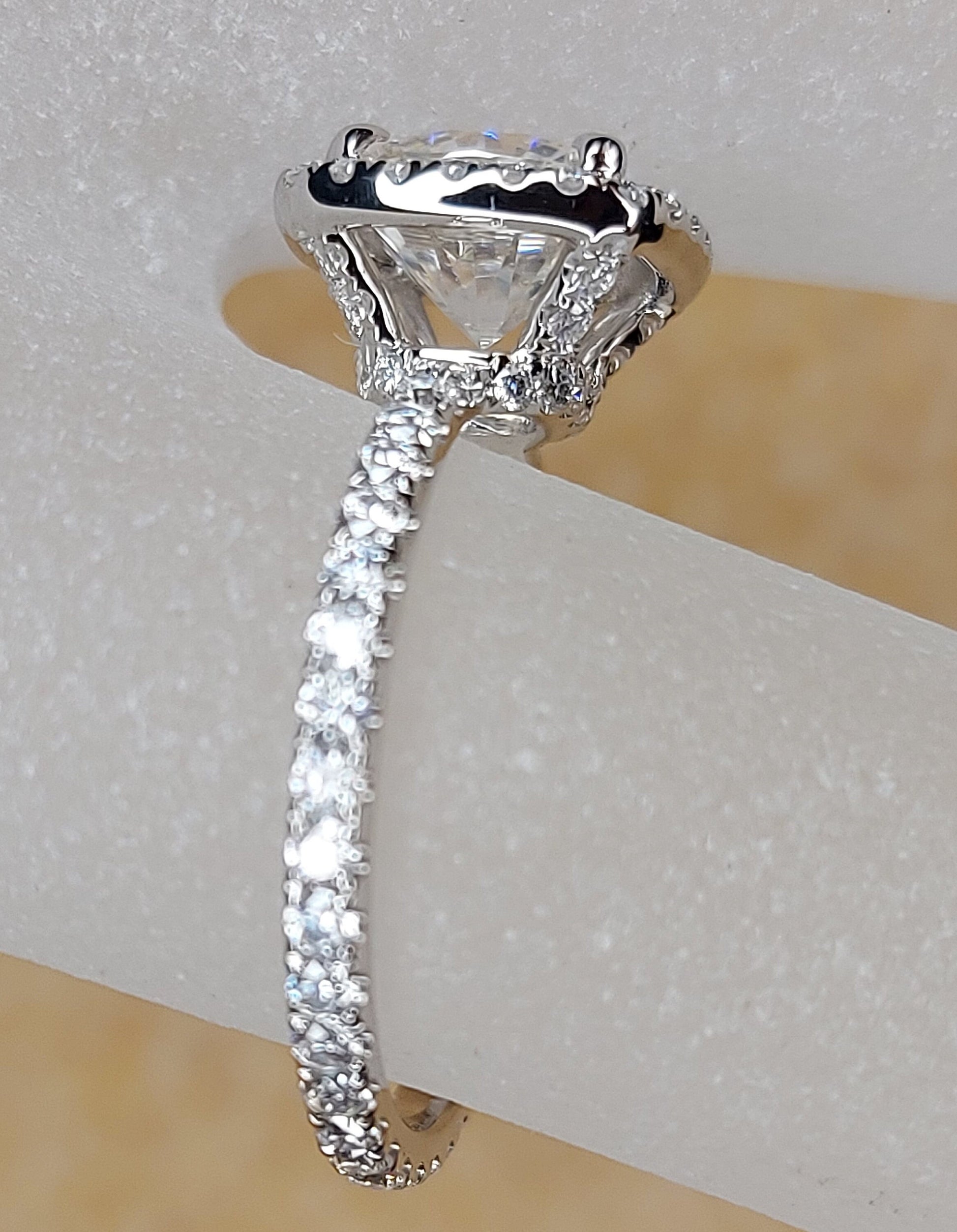 Cushion Moissanite Halo Engagement Ring