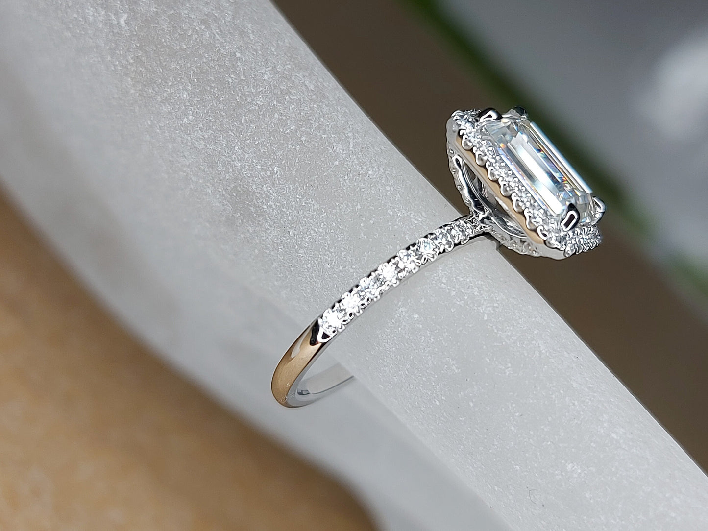 2 Ct Emerald Moissanite, Emerald Solitaire Engagement Ring Emerald cut 1Ct Moissanite Brilliant Cut engagement ring in 935 Argentium Silver — custom handcrafted by Forever For Love