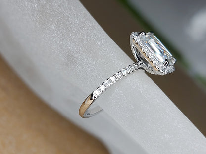 2 Ct Emerald Moissanite, Emerald Solitaire Engagement Ring