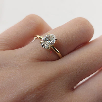 1 Ct Oval Lab Diamond Solitaire Engagement Ring