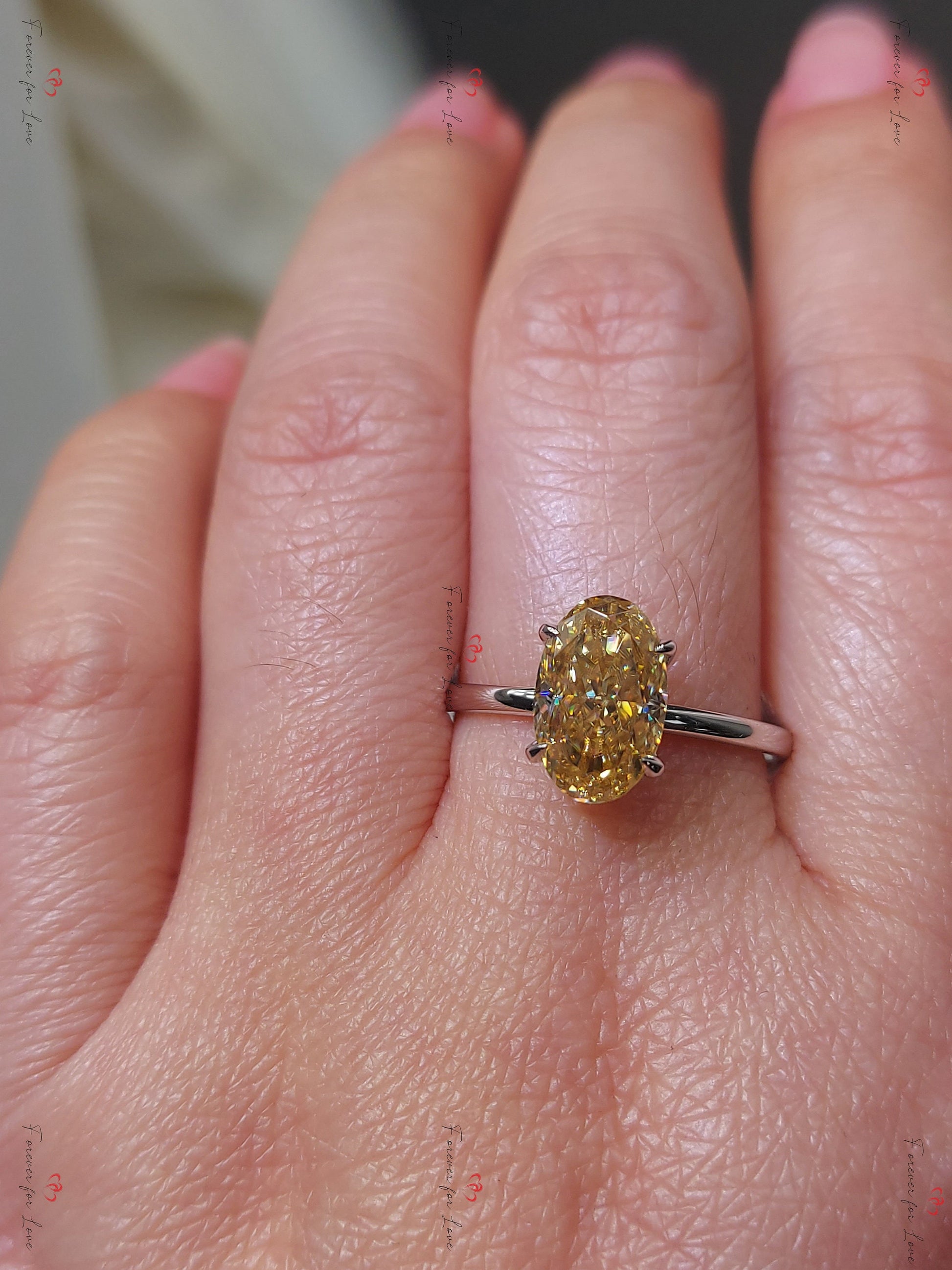 3 Ct Oval Diamond, Moissanite Engagement Ring