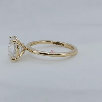 Oval Moissanite Engagement Ring, 3.0 CT Oval Cut Engagement Ring, Thin Band Oval Ring, Rose Gold Oval Solitaire engagement Ring