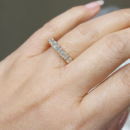 Emerald Lab Diamond Half Eternity Band