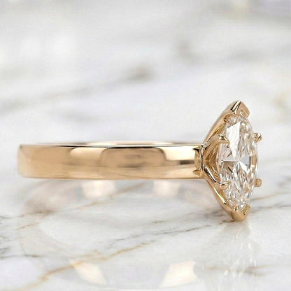3 Ct IGI Certified Marquise Lab Diamond Engagement Ring