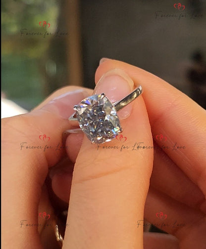 5 Ct Cushion Moissanite Solitaire Engagement Ring