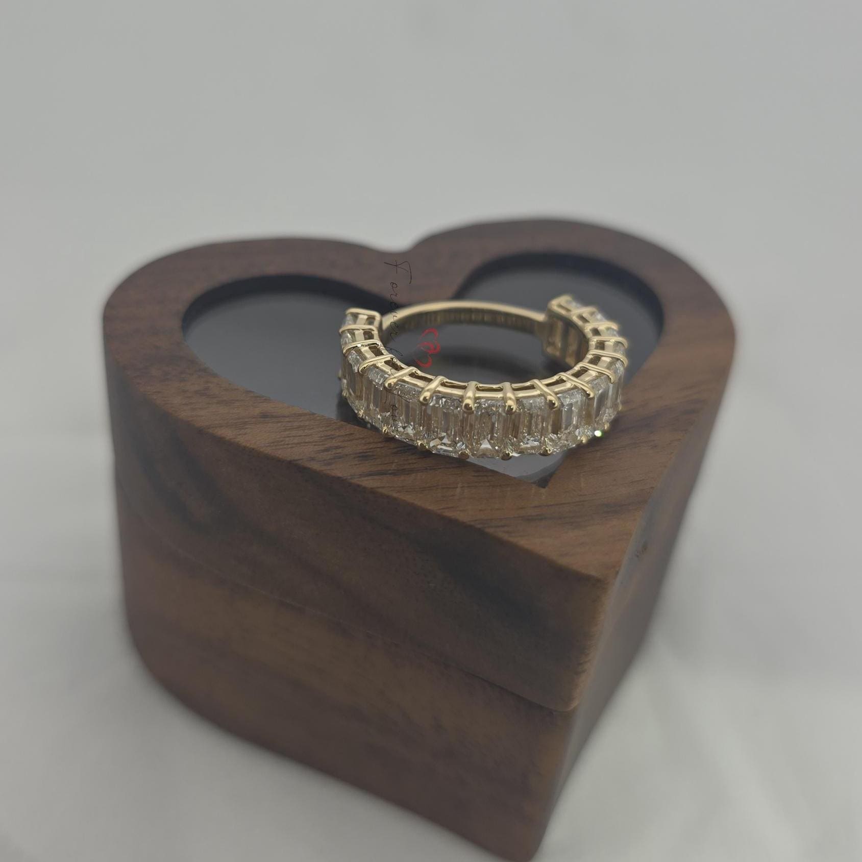 4 TCW Emerald cut Diamond wedding band Emerald cut Half eternity band Solid Yellow gold wedding band bridal ring Stacking Promise ring.