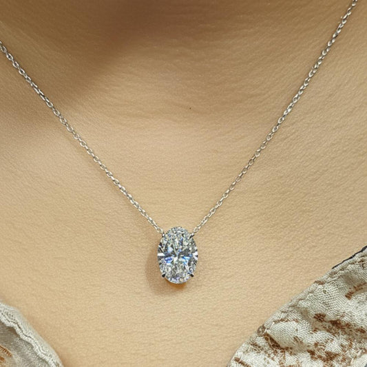 Oval diamond Necklace, 14k Yellow Gold, Dainty Minimalist Oval Pendant, Real Diamond Womens Necklace, Special Gift For Her.
