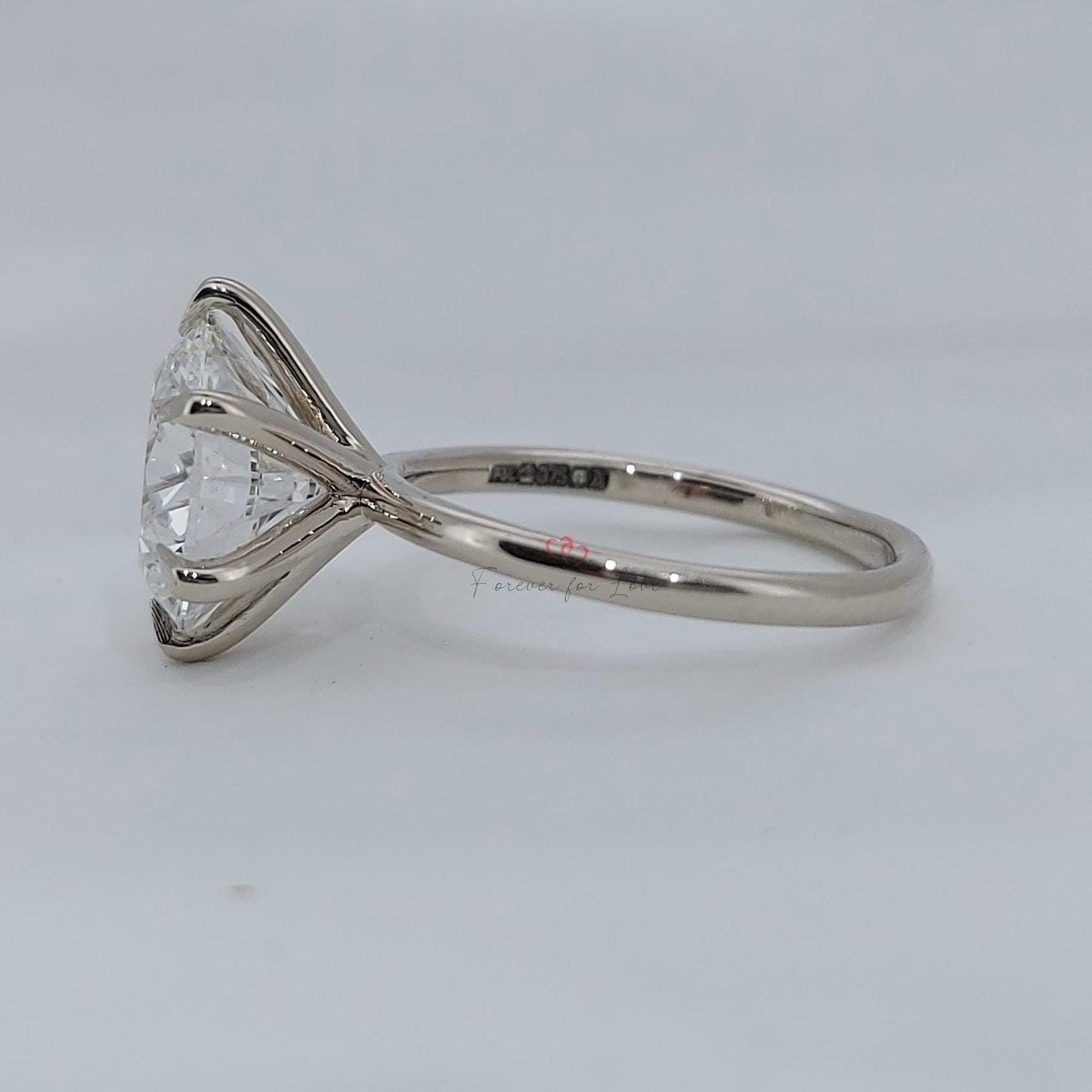 4 Ct Round Lab Diamond Solitaire Engagement Ring Round cut 1Ct Moissanite Brilliant Cut engagement ring in 935 Argentium Silver — custom handcrafted by Forever For Love