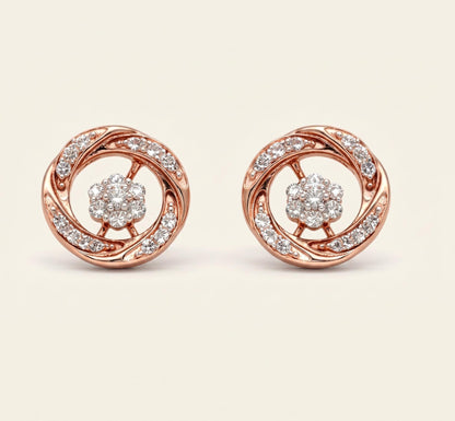 14k Gold Ohrstecker mit runden Diamanten, Labordiamant-Ohrstecker, im Labor gezüchtete Diamanten, Ohrstecker aus massivem Roségold, perfektes Geschenk