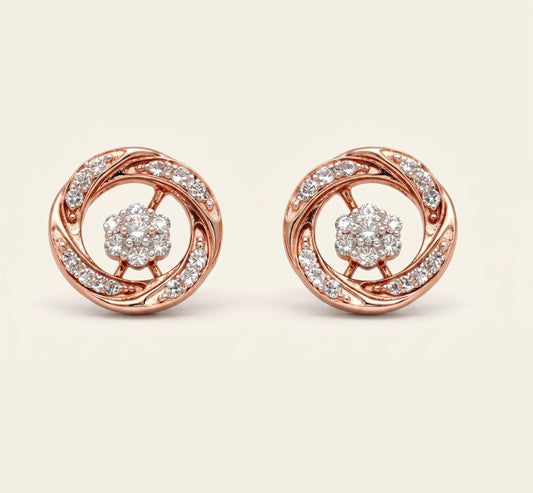 14k Gold Round cut Diamond Earrings , Lab Diamond Studs, Lab Grown Diamond, Solid Rose Gold Studs, Perfect Gift