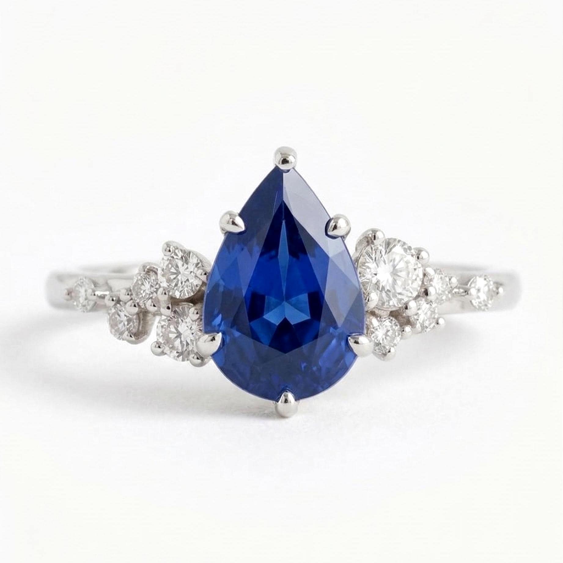 2 Ct Pear Blue Diamond, Sapphire Engagement Ring