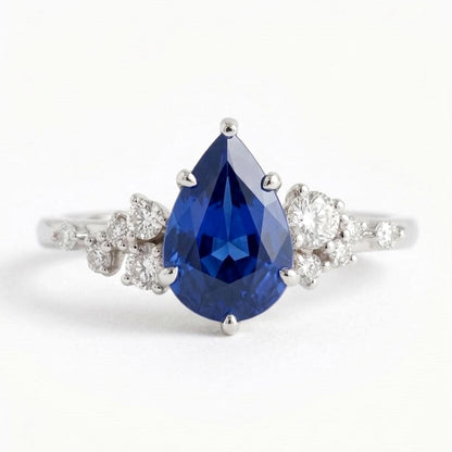 2 Ct Pear Blue Diamond, Sapphire Engagement Ring