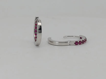 Natural Ruby Earrings / Huggie Earrings / 14k Gold 10MM Ruby Huggie Hoop Earrings / July Birthstone / Last Minute Gift Idea, Gift for Mom