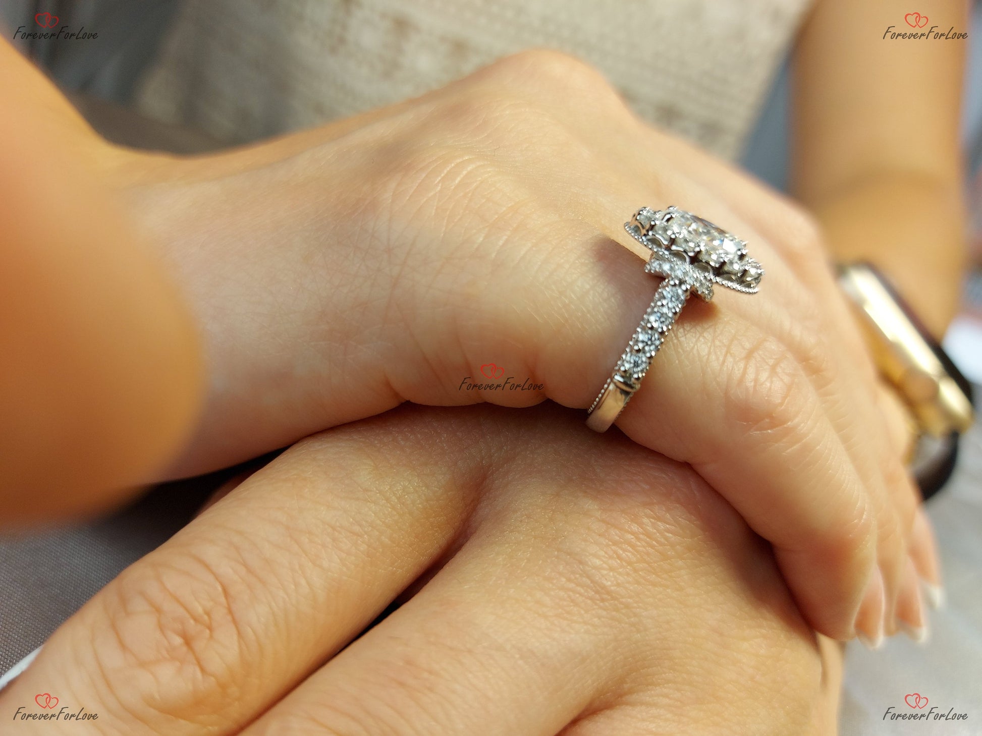 1.5 Ct Oval Diamond, Moissanite Engagement Ring