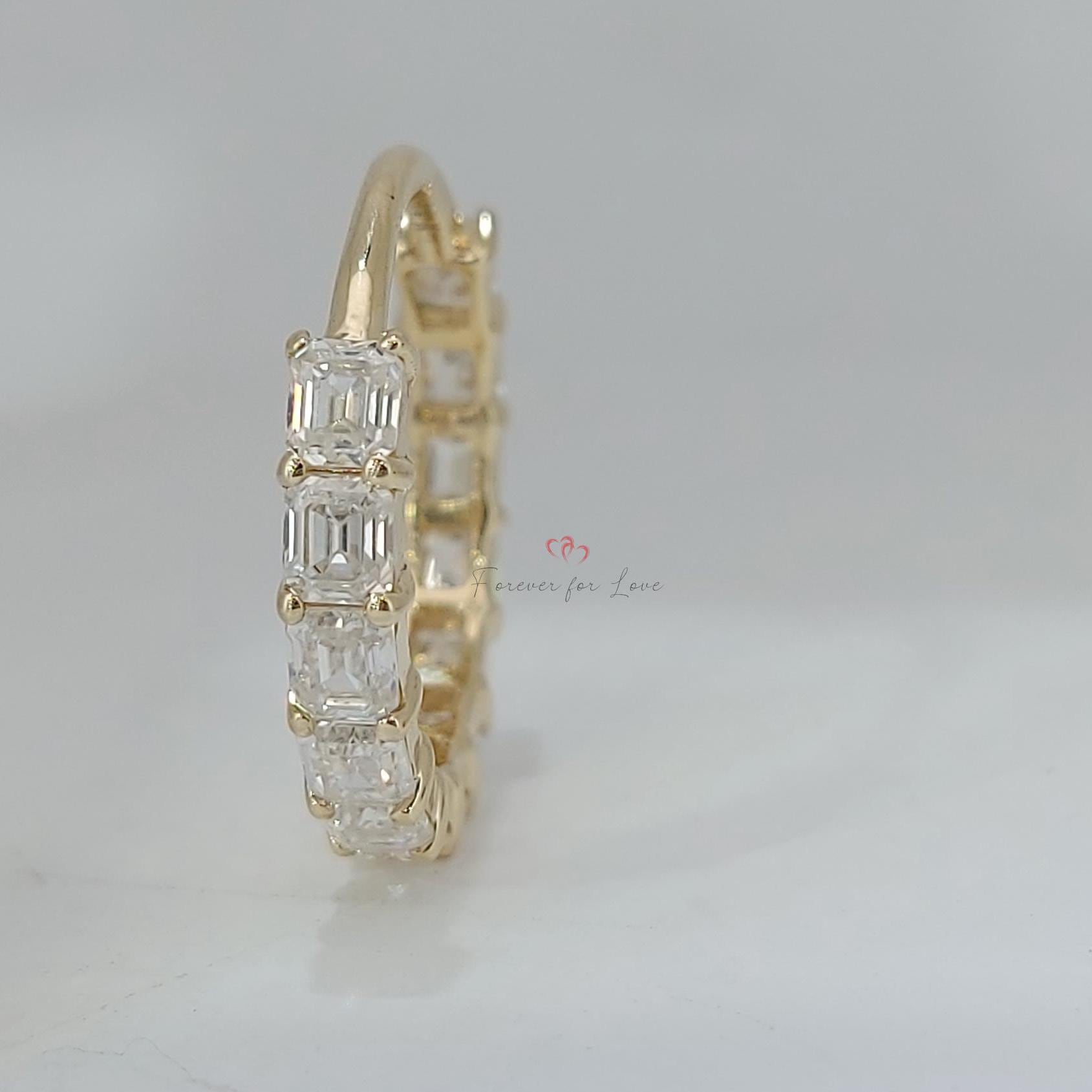 Emerald Lab Diamond Half Eternity Band