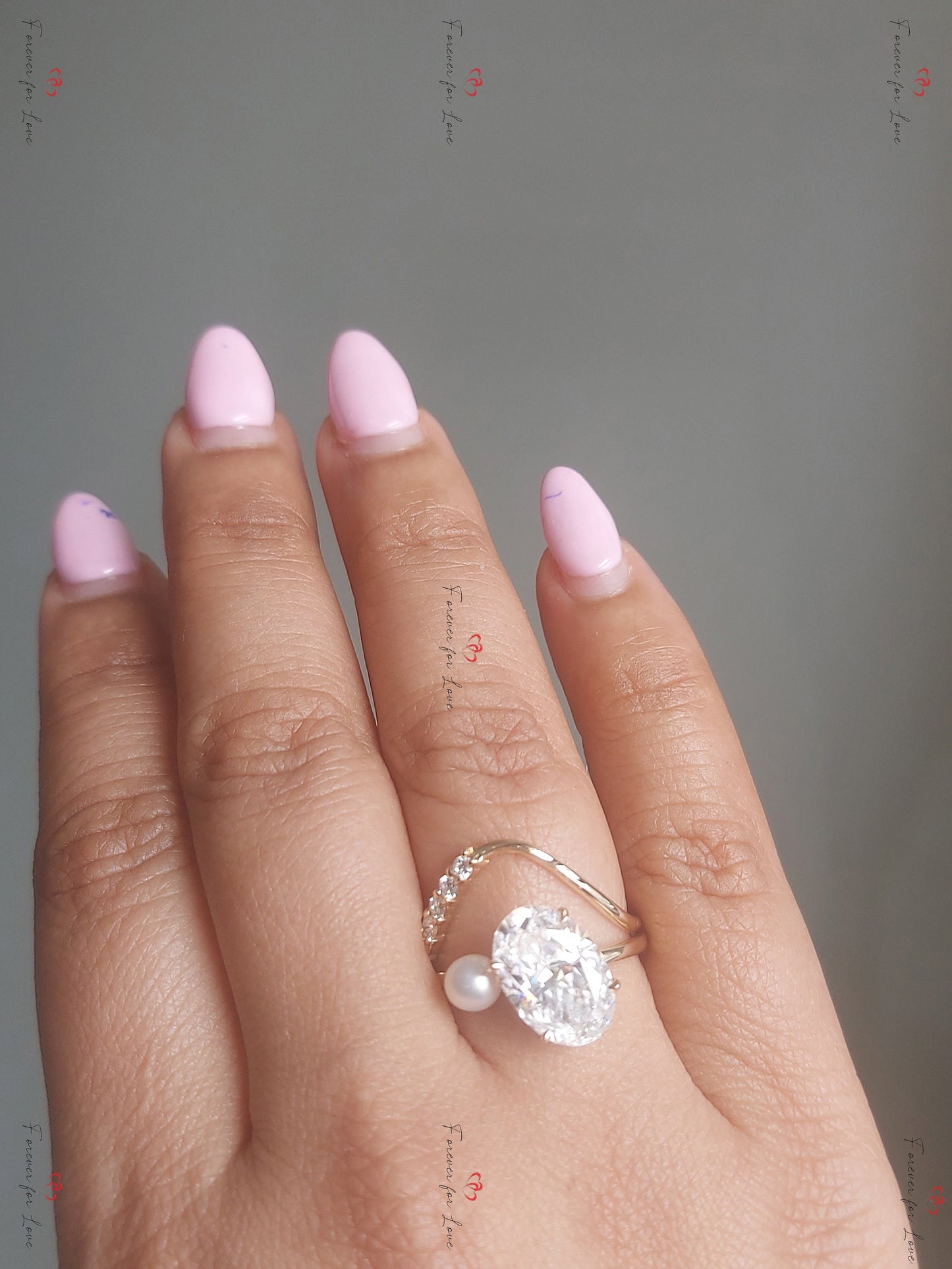 5 Ct Oval Moissanite Engagement Ring Oval cut Moissanite Brilliant Cut engagement ring in 935 Argentium Silver — custom handcrafted by Forever For Love