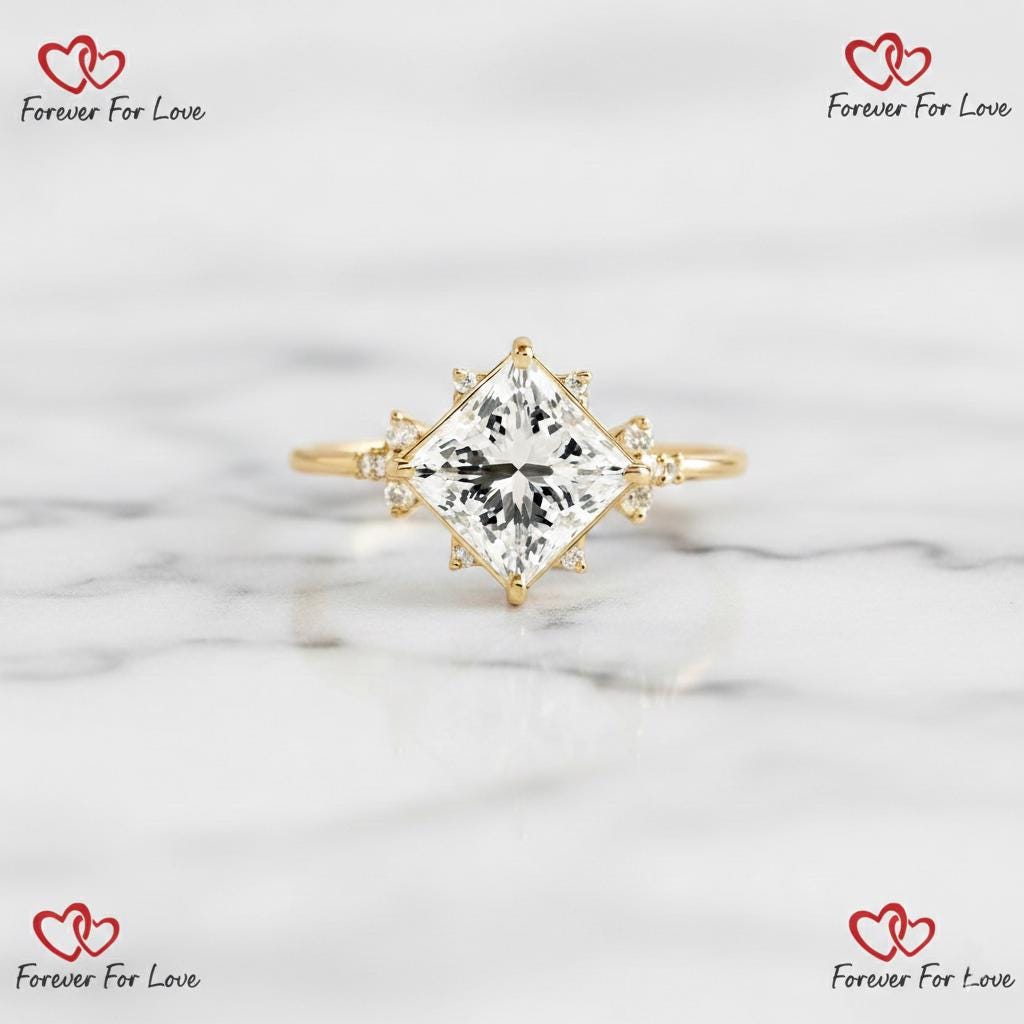 2 Ct IGI Certified Princess Lab Diamond Engagement Ring