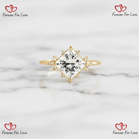 2 Ct IGI Certified Princess Lab Diamond Engagement Ring