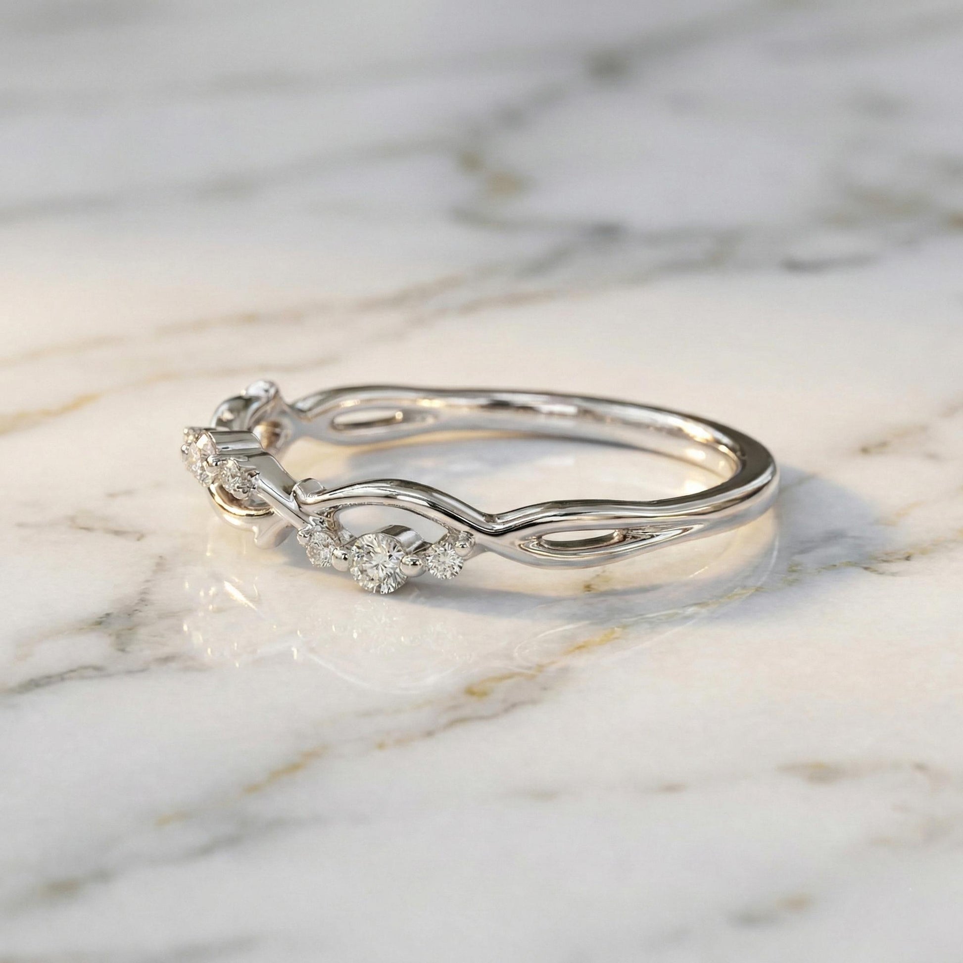 Nature Inspired Leaf Ring for Women Vintage Diamond Ring for Wedding Unique Small Promise Ring for Her Leaf, Stackable Band, Perfect gift
