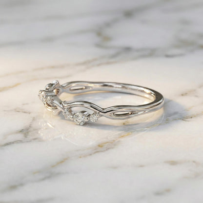 Nature Inspired Leaf Ring for Women Vintage Diamond Ring for Wedding Unique Small Promise Ring for Her Leaf, Stackable Band, Perfect gift