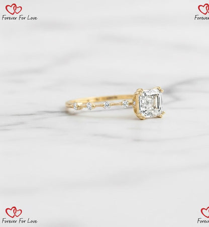 1.5 Ct IGI Certified Asscher Lab Diamond Wedding Ring