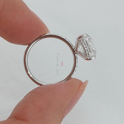 4 Ct IGI Certified Old Mine Lab Diamond Hidden Halo Engagement Ring