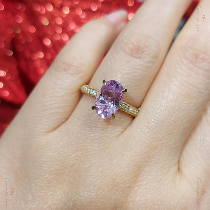 3.45 Ct Oval Pink Diamond, Sapphire Engagement Ring