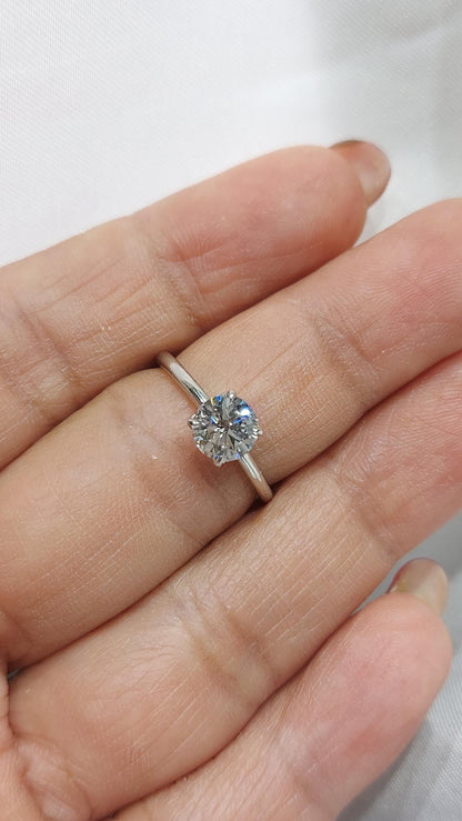 0.8 Ct Round Lab Diamond Solitaire Engagement Ring
