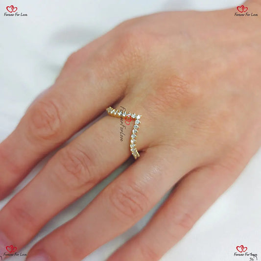 Solid Gold Minimal Curved Band Ring | 0.33 Carat Diamond | Bridal Jewelry | Curved Wedding Band