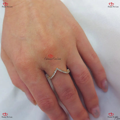 Solid Gold Minimal Curved Band Ring | 0.33 Carat Diamond | Bridal Jewelry | Curved Wedding Band