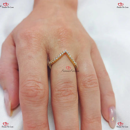 Solid Gold Minimal Curved Band Ring | 0.33 Carat Diamond | Bridal Jewelry | Curved Wedding Band